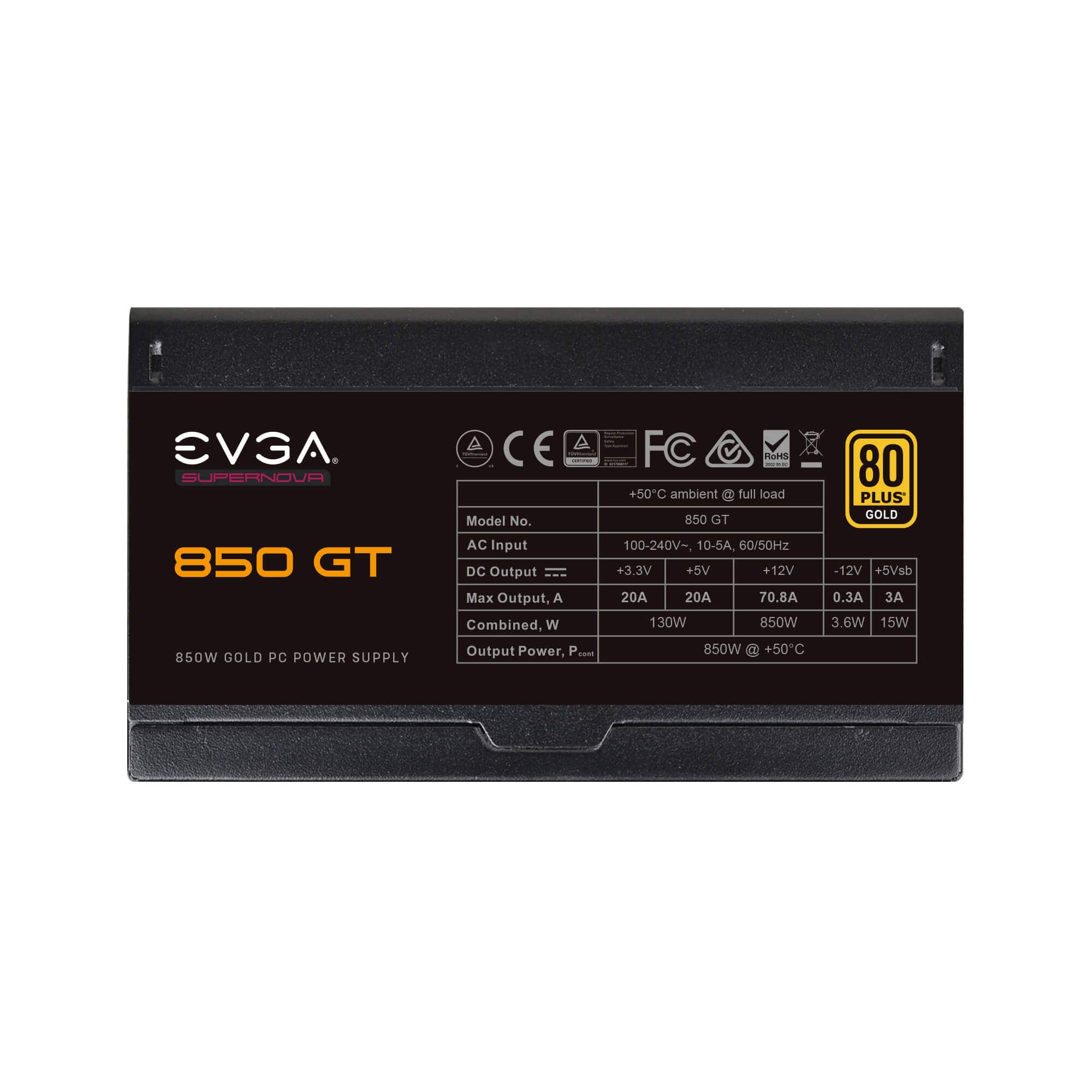 Alt View Zoom 15. EVGA - GT Series 850W Auto Eco Mode with FDB Fan 80 Plus Power Supply.