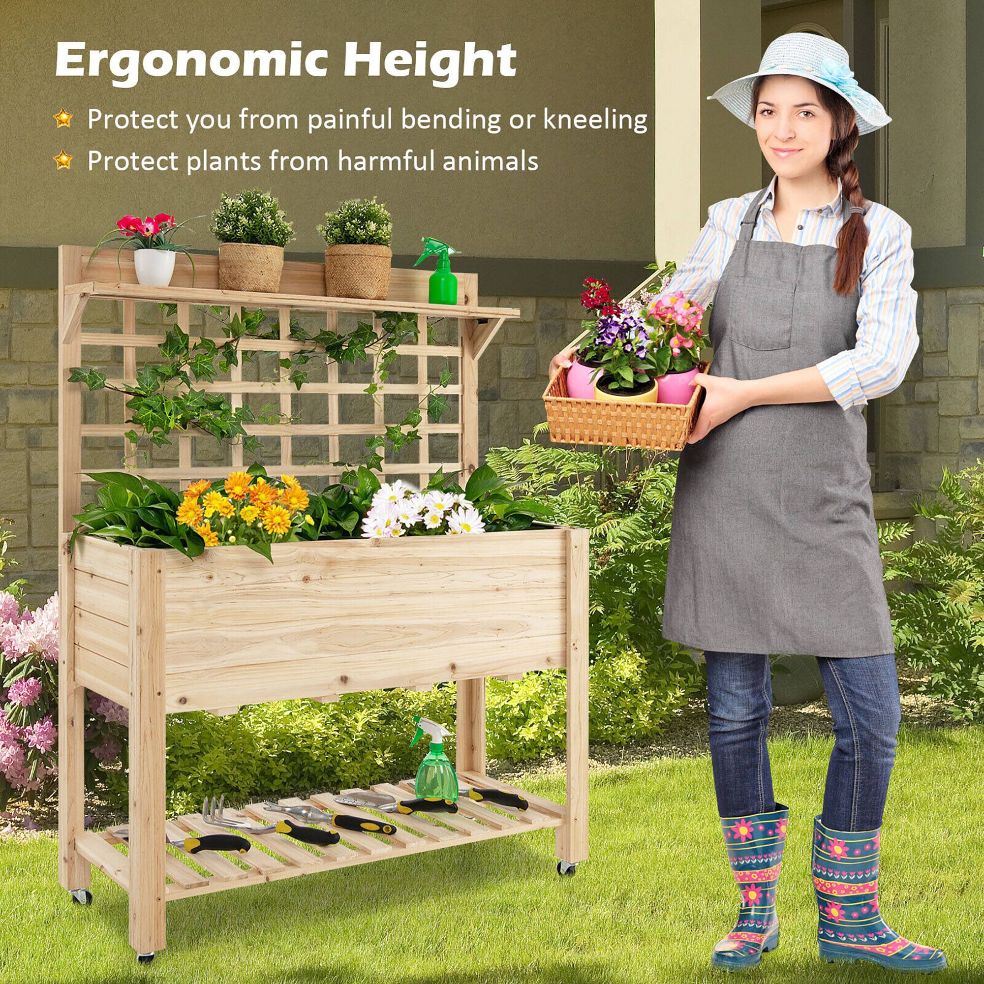 Ergonomic Height  
- Protect you from painful bending or kneeling  
- Protect plants from harmful animals