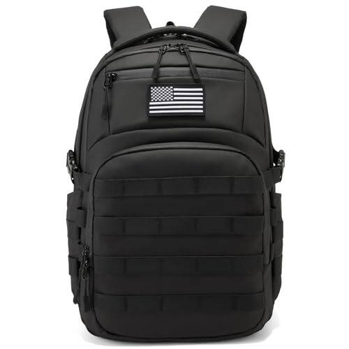 Front. Stamp n Camp - Military tactical backpack for men black small assault bag - Polyurethane-black-20 inch.