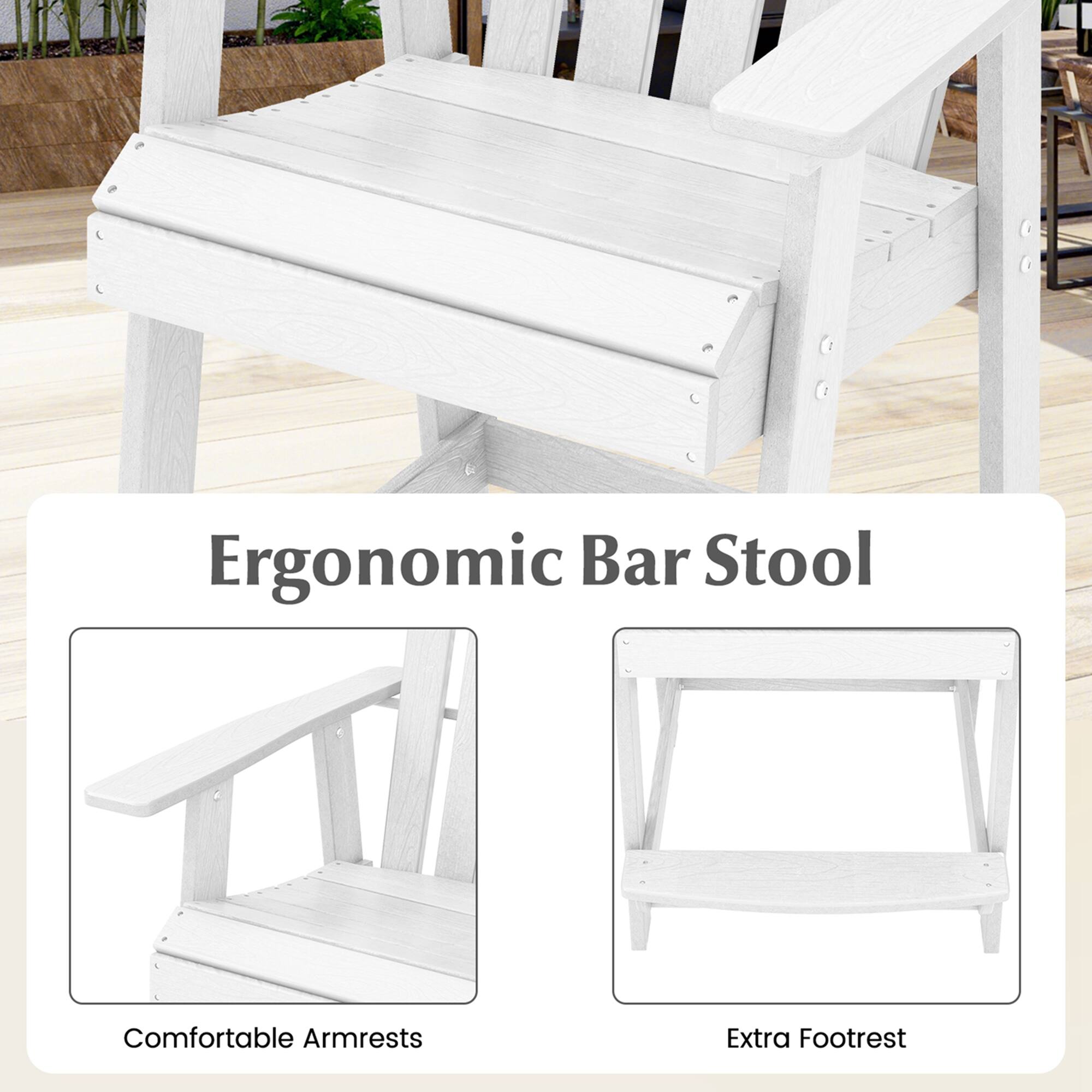 Ergonomic Bar Stool Comfortable Armrests Extra Footrest