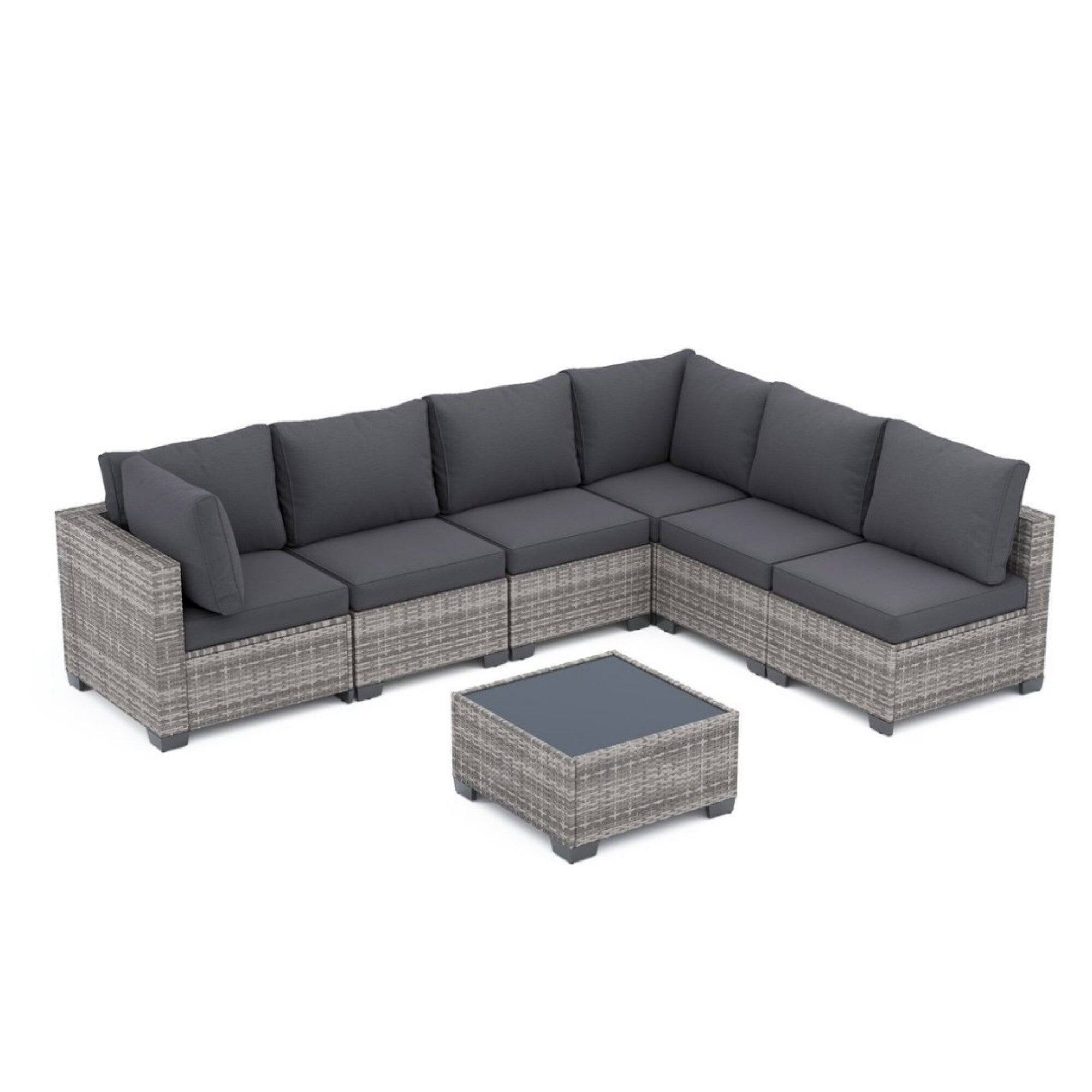 Alt View 6. Boyel Living - 7 Piece All Weather PE Rattan Patio Conversation Set Gray for Backyard Poolside - Gray.