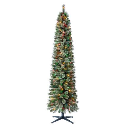Front. Home Heritage - Home Heritage Stanley 7' Pine Artificial Christmas Tree, PreLit 350 Color Lights - Multicolor.