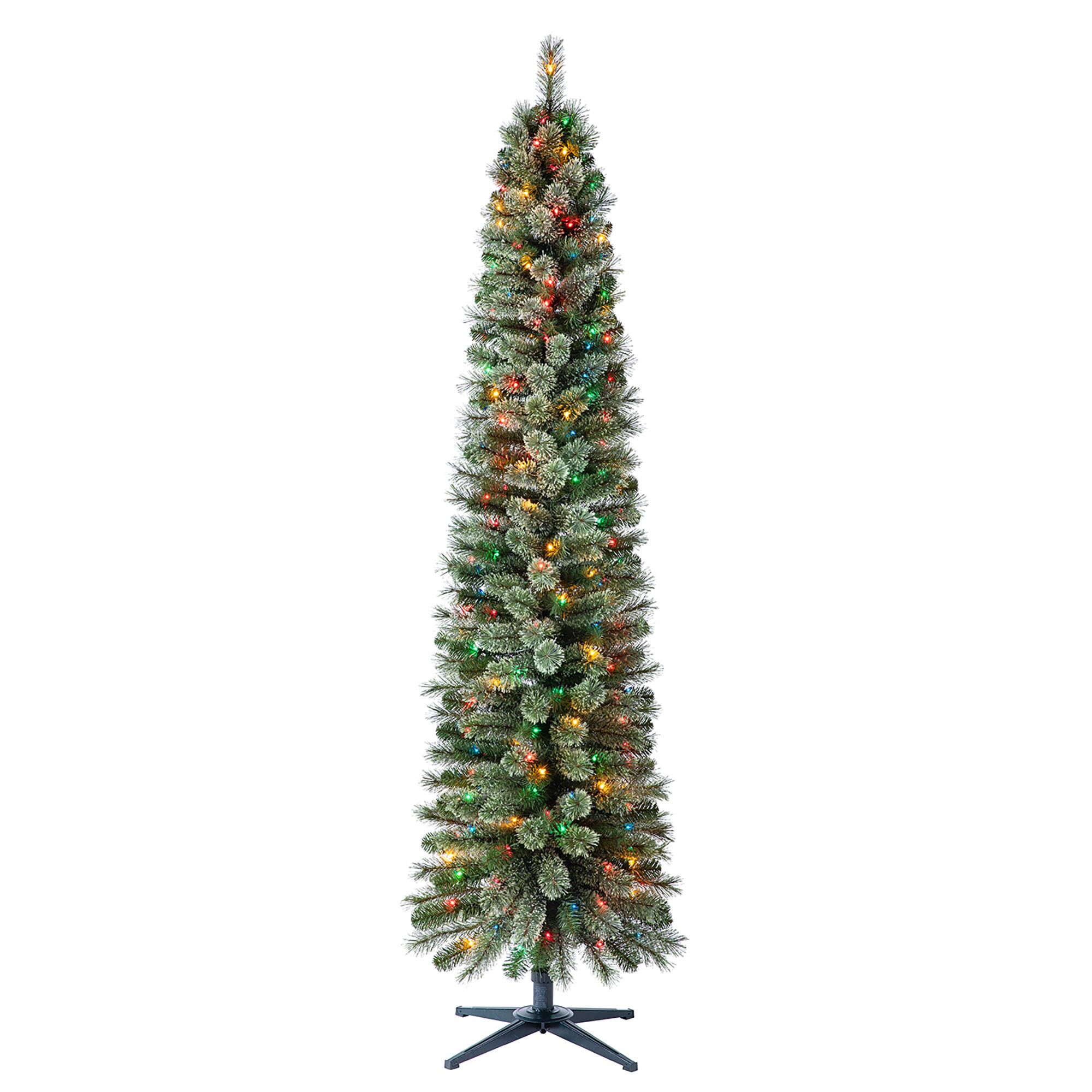 Front. Home Heritage - Home Heritage Stanley 7' Pine Artificial Christmas Tree, PreLit 350 Color Lights - Multicolor.