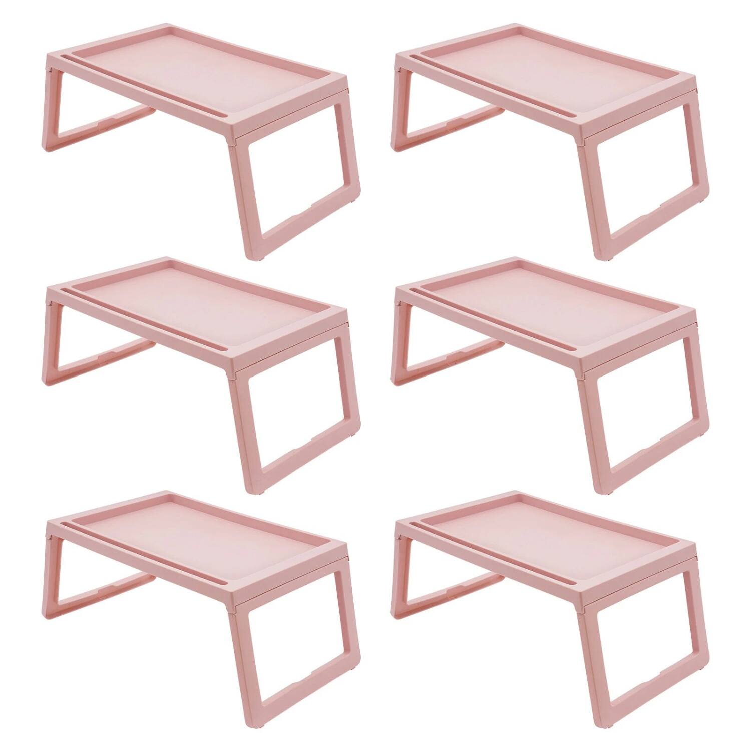 Angle. Stock Preferred - 6-Pack Foldable Pink Lap Desks - Pink.