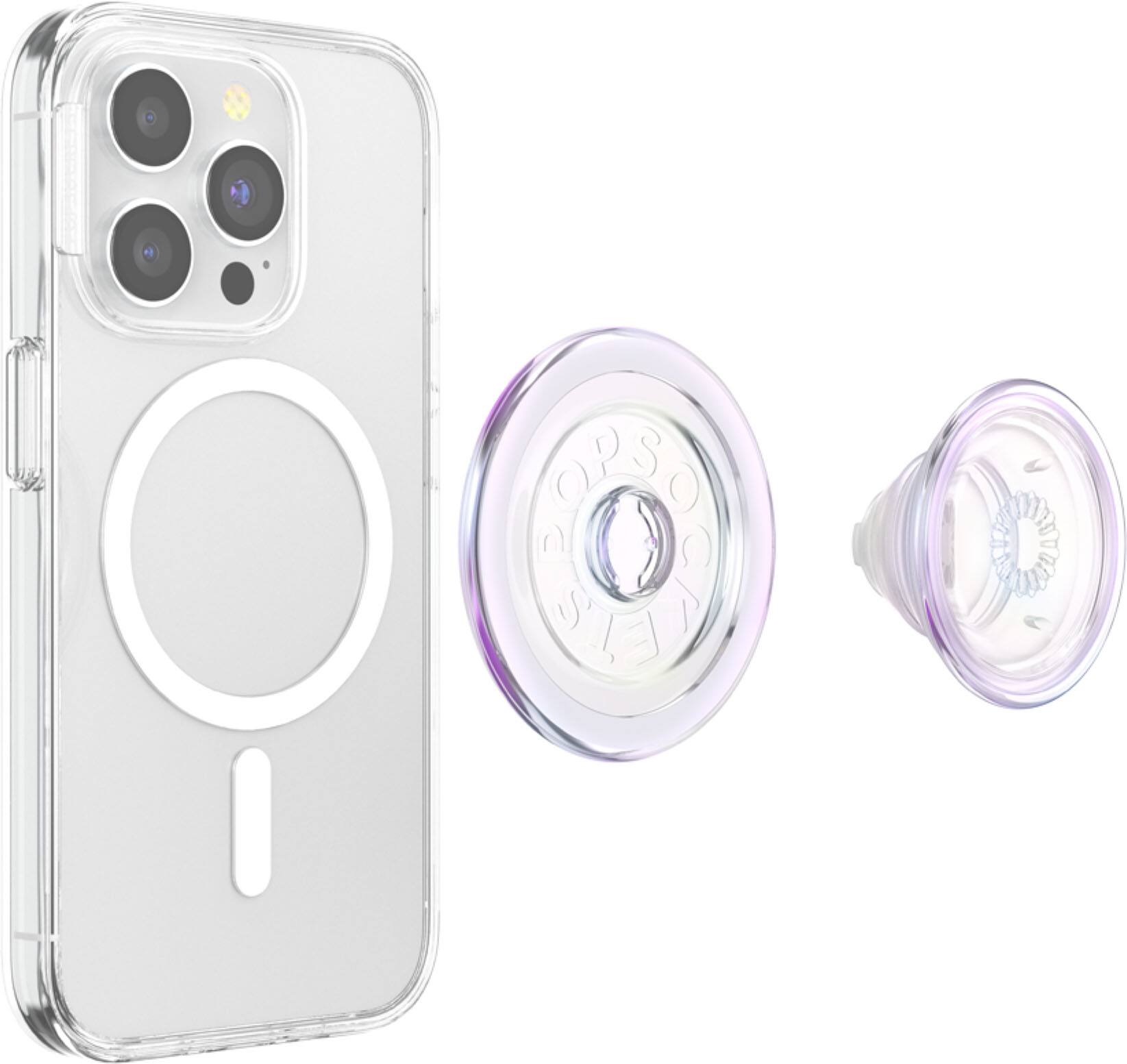 Back. PopSockets - MagSafe PopGrip Universal Magnetic Grip & Stand with Adapter Ring for Cell Phones - Opalescent Purple.