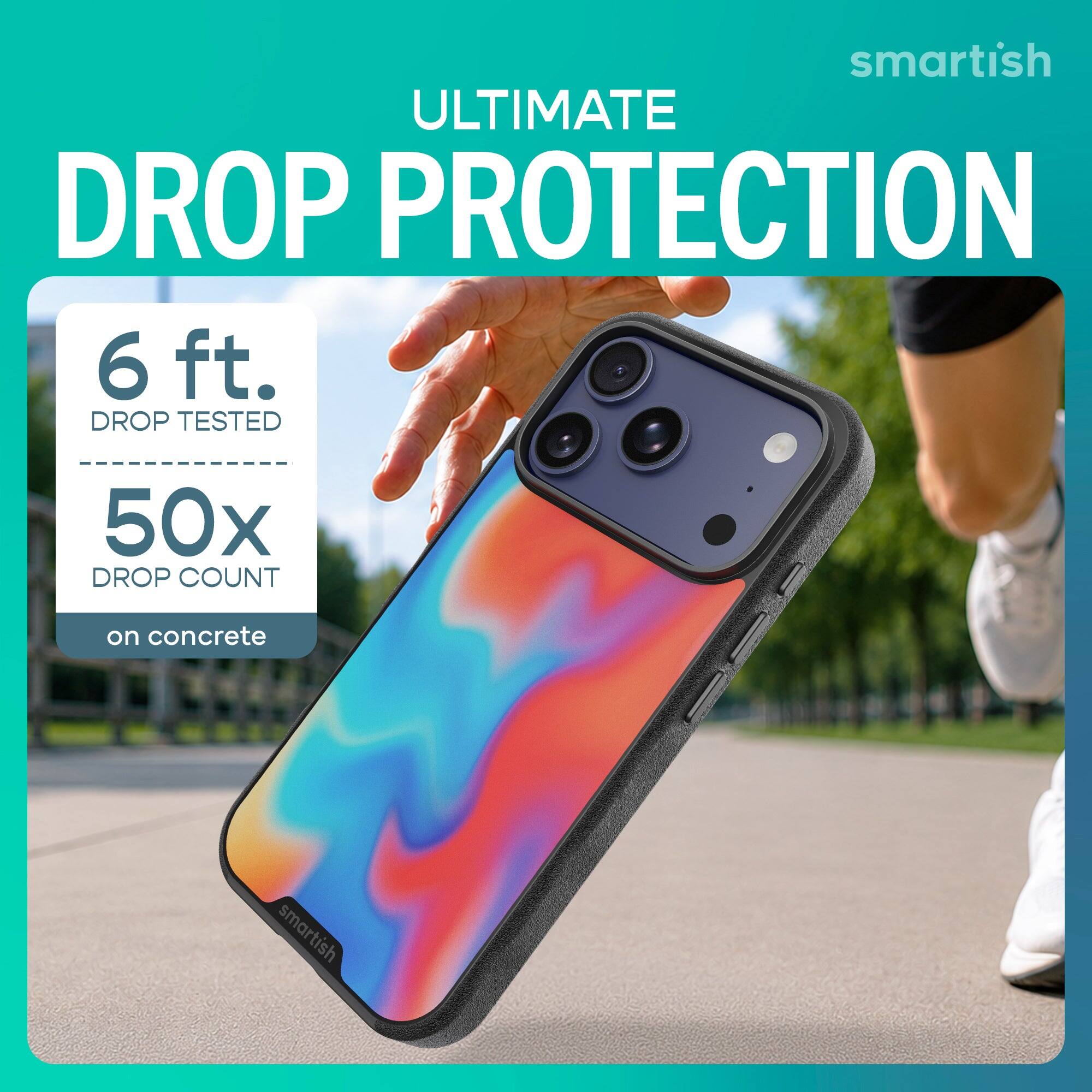 smartish ULTIMATE DROP PROTECTION  
6 ft. DROP TESTED  
50x DROP COUNT  
on concrete  
smartish