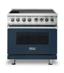 Viking - 5 Series 5.6 Cu. Ft. Freestanding Electric Induction Range - Slate Blue - Front_Zoom