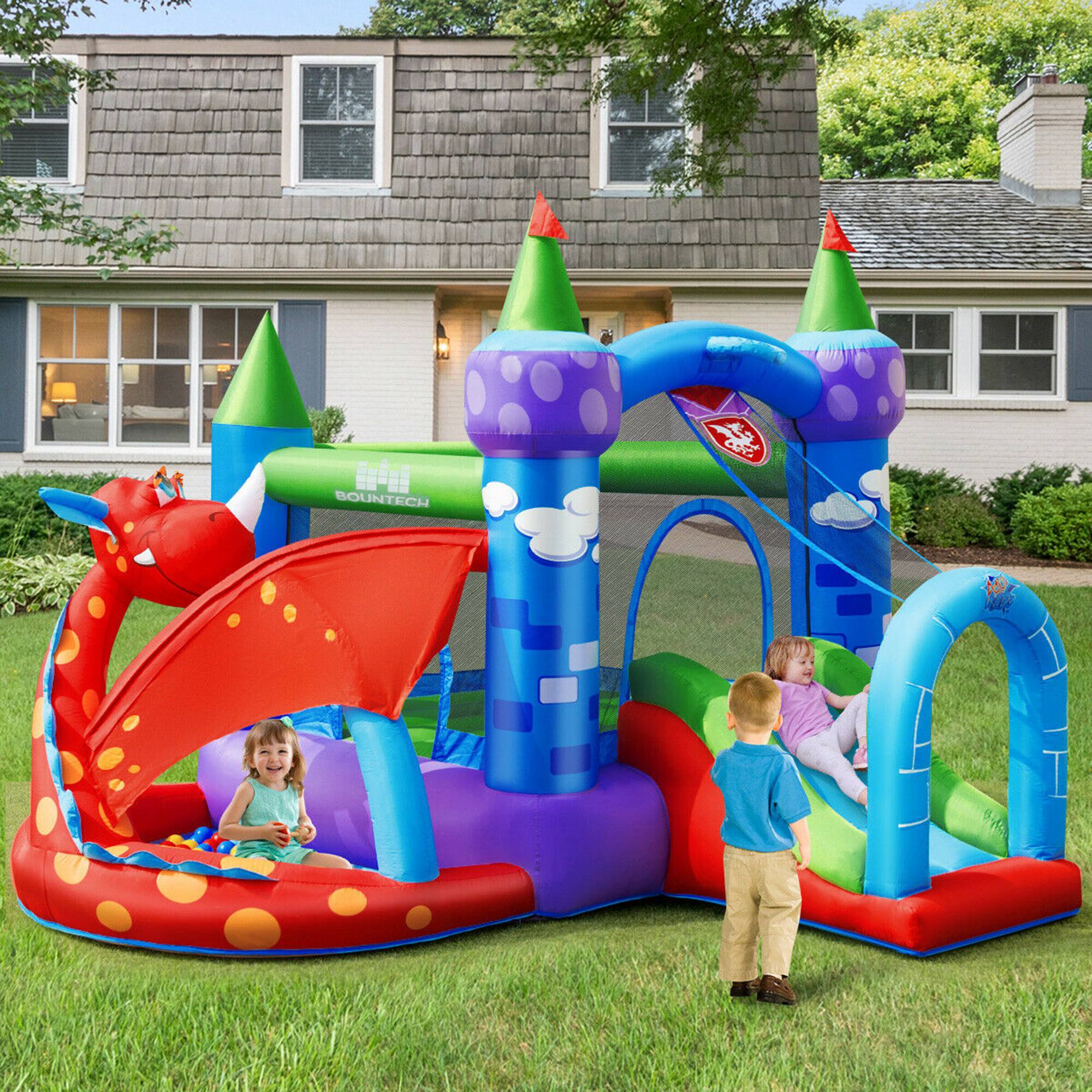 Alt View 2. Gymax - Gymax Kids Inflatable Bounce House Dragon Jumping Slide Bouncer Castle W/ 750W Blower.