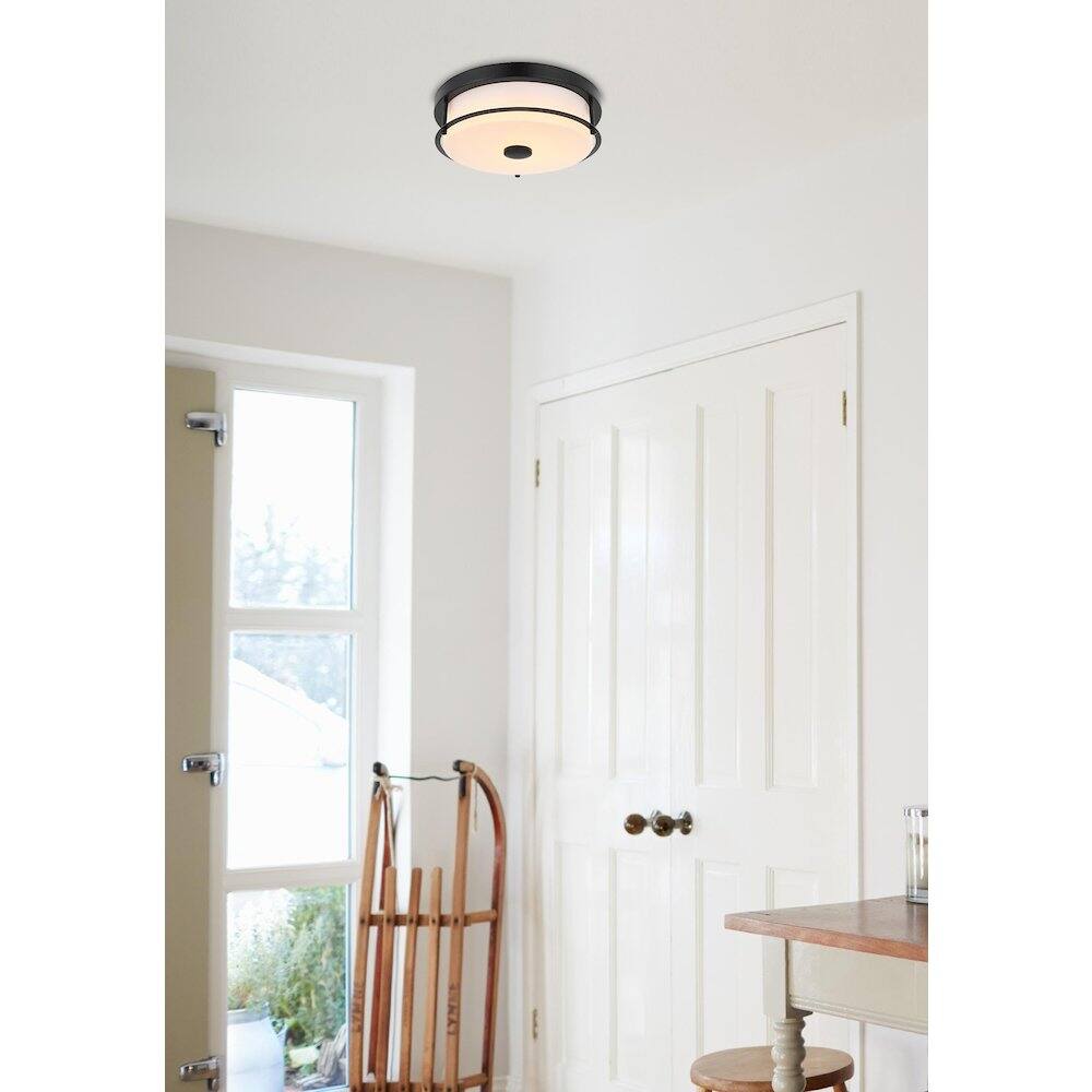 Alt View 4. Living District - Kolson 12 Inch Led Flush Mount Ceiling Light In Black - Black.