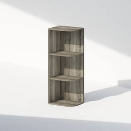 Furinno - Reed 3-Tier Space Saving Corner Storage Display Shelf, Bookshelf, French Oak - French Oak