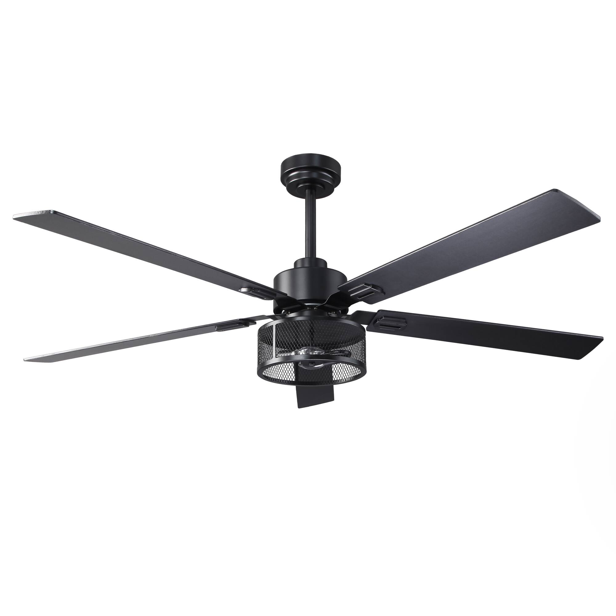 Alt View 2. Parrot Uncle - 60" Black Reversible Wood 5-Blade Smart Ceiling Fan with Light and APP Control - Matte Black.