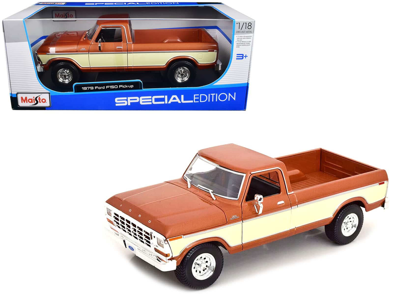 "1979 Ford F-150 Ranger Pickup Truck Brown Metallic and Cream ""Special Edition"" 1/18 Diecast Model Car by Maisto" price history on PriceWatchPro