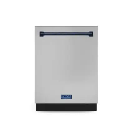 Front. Thor Kitchen - Gordon Ramsay Series by THOR Kitchen 24 Inch Dishwasher with Navy Blue Hardware - Stainless Steel.