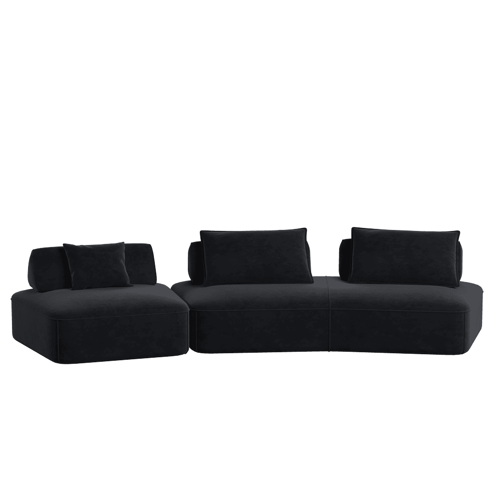 Alt View 8. Kadyn - 139" Modular Sectional Sofa Set, DIY Configuration with Fluffy Chenille and Removable Backrests, Dark Grey - Gray.