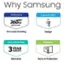 The text on the image can be grouped and corrected as follows:

1. Performance: Samsung Performance
2. Ergonomic Stand: Ergonomic Stand
3. Refresh Rate: 360Hz Refresh Rate
4. Pro-Level Gaming: Pro-Level Gaming
5. Design: Design
6. Worry Free Gaming: Worry Free Gaming
7. 3 Year Warranty: 3 YEAR WARRANTY
8. Safeguard+: Safeguard+
9. Burn-in Protection: Burn-in Protection