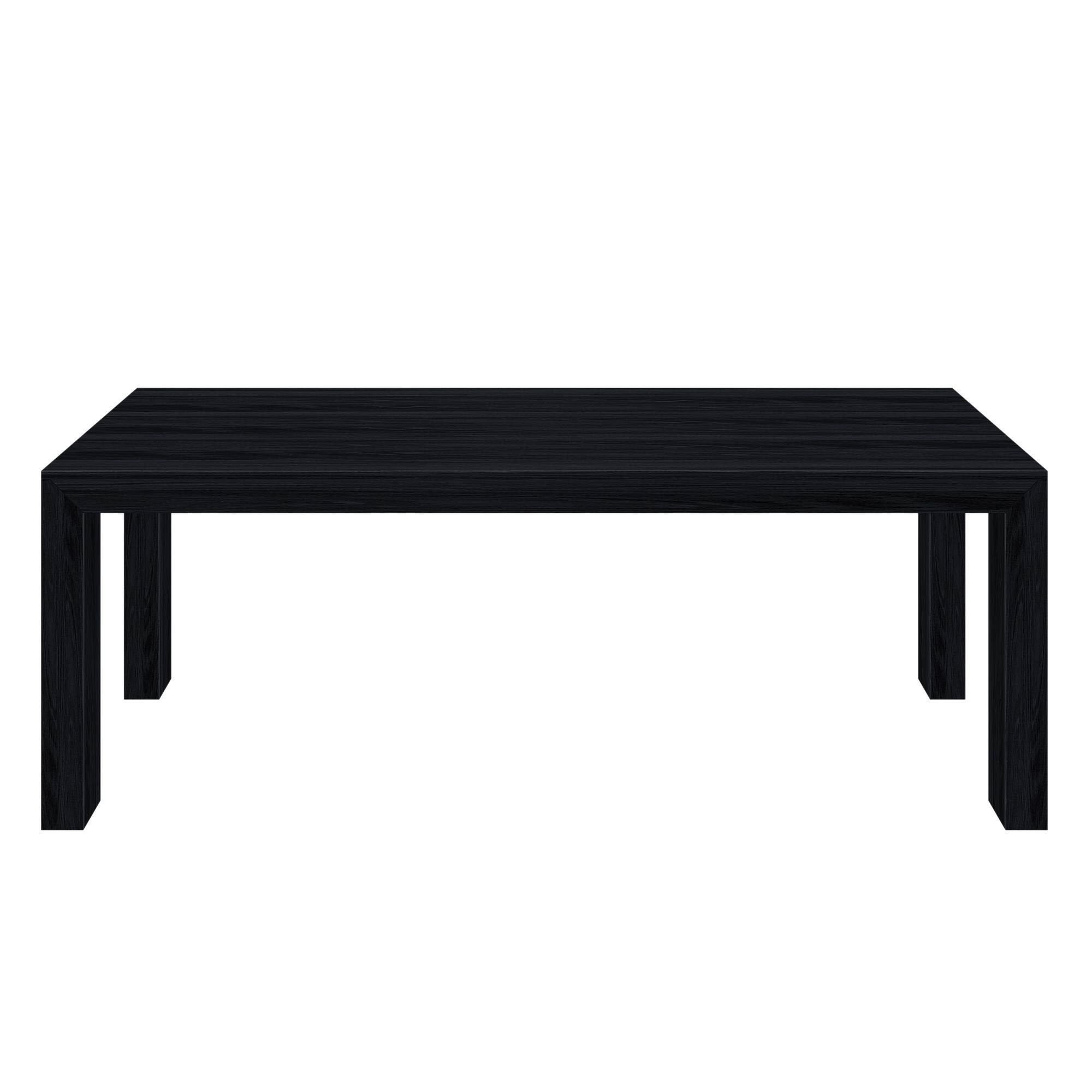 Alt View 4. Plank+Beam - Modern Dining Table (84in / 2134mm), Wirebrush Black - Black Wirebrush.