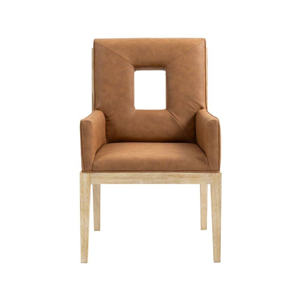 Alt View 2. Meridian Furniture - Gwendolyn Cognac Vegan Leather Dining Arm Chair - Brown.