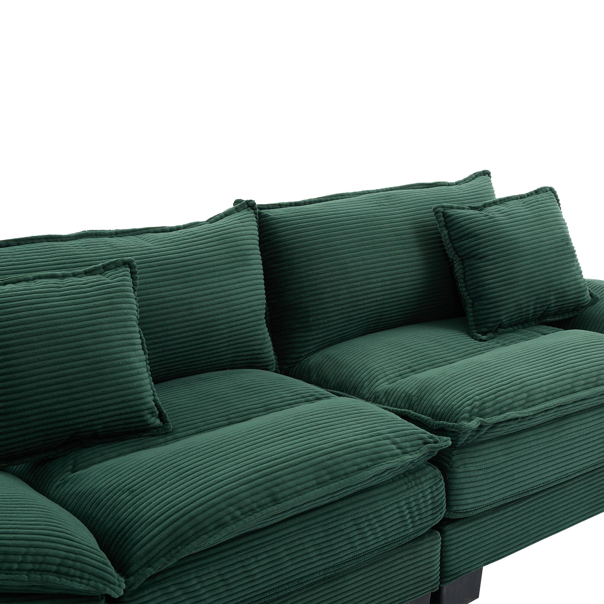 Alt View 5. Tiramisubest - Corduroy Couch Loveseat Sofa with Pillows,Comfy Upholstered Deep Seat Sofa for Bedroom,Living Room,Office-Green - Green.