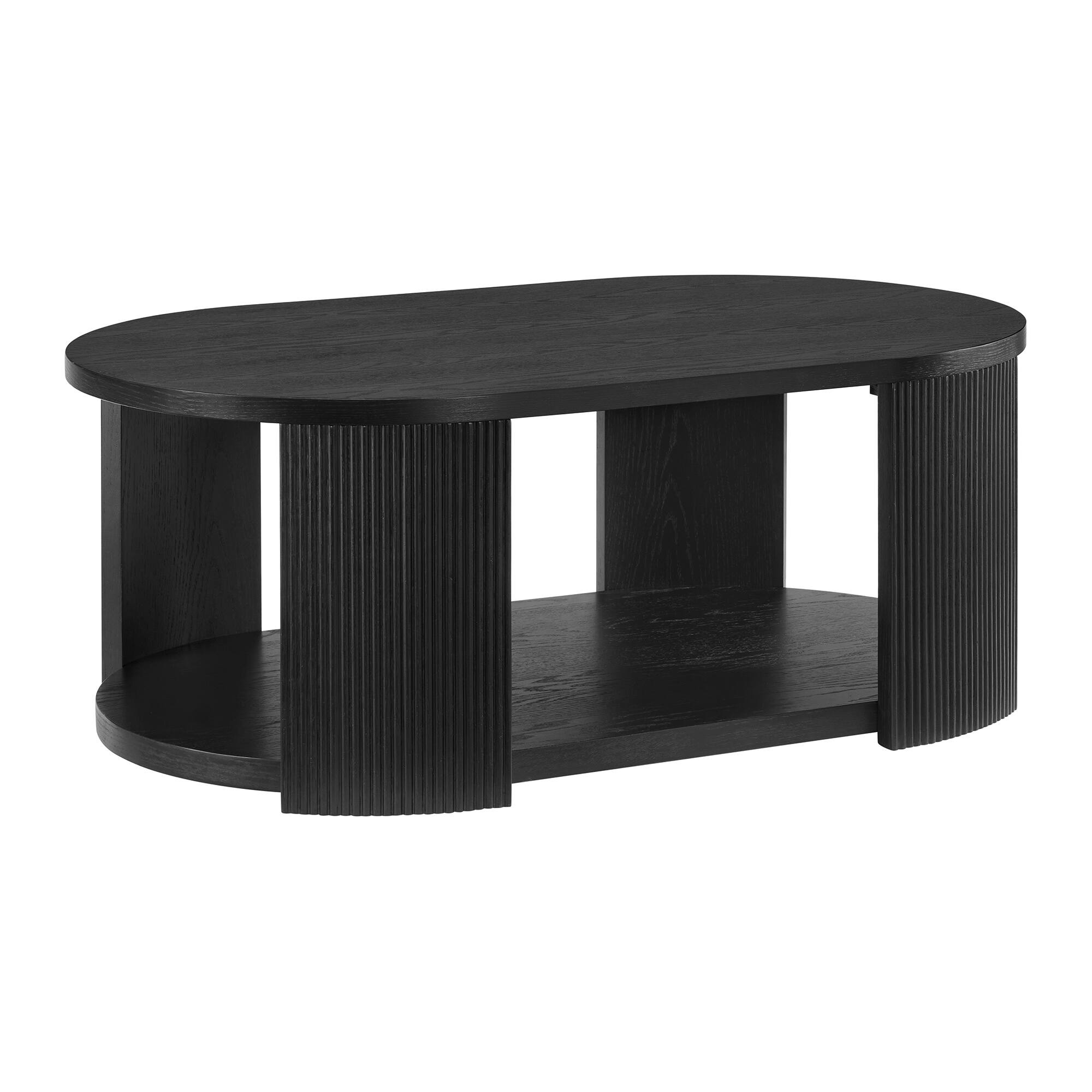 Front. ROME + OAK - ROME + OAK Euclid Coffee Table, Rustic Wood Living Room Centerpiece, Black - Black.