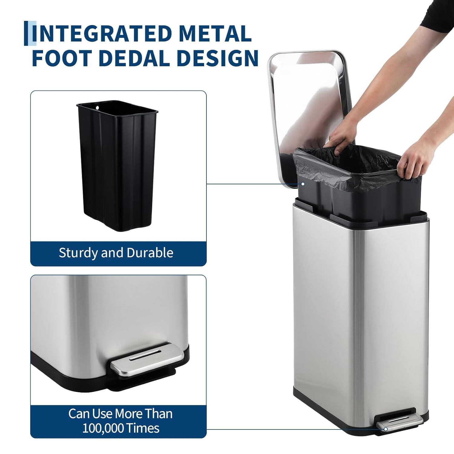 INTEGRATED METAL FOOT DEDAL DESIGN

Sturdy and Durable

Can Use More Than 100,000 Times