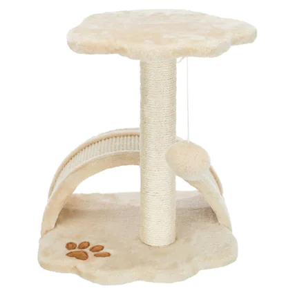 Front. TRIXIE - Vitoria Plush & Sisal 17" Cat Scratching Post with Platform, Beige - Beige.
