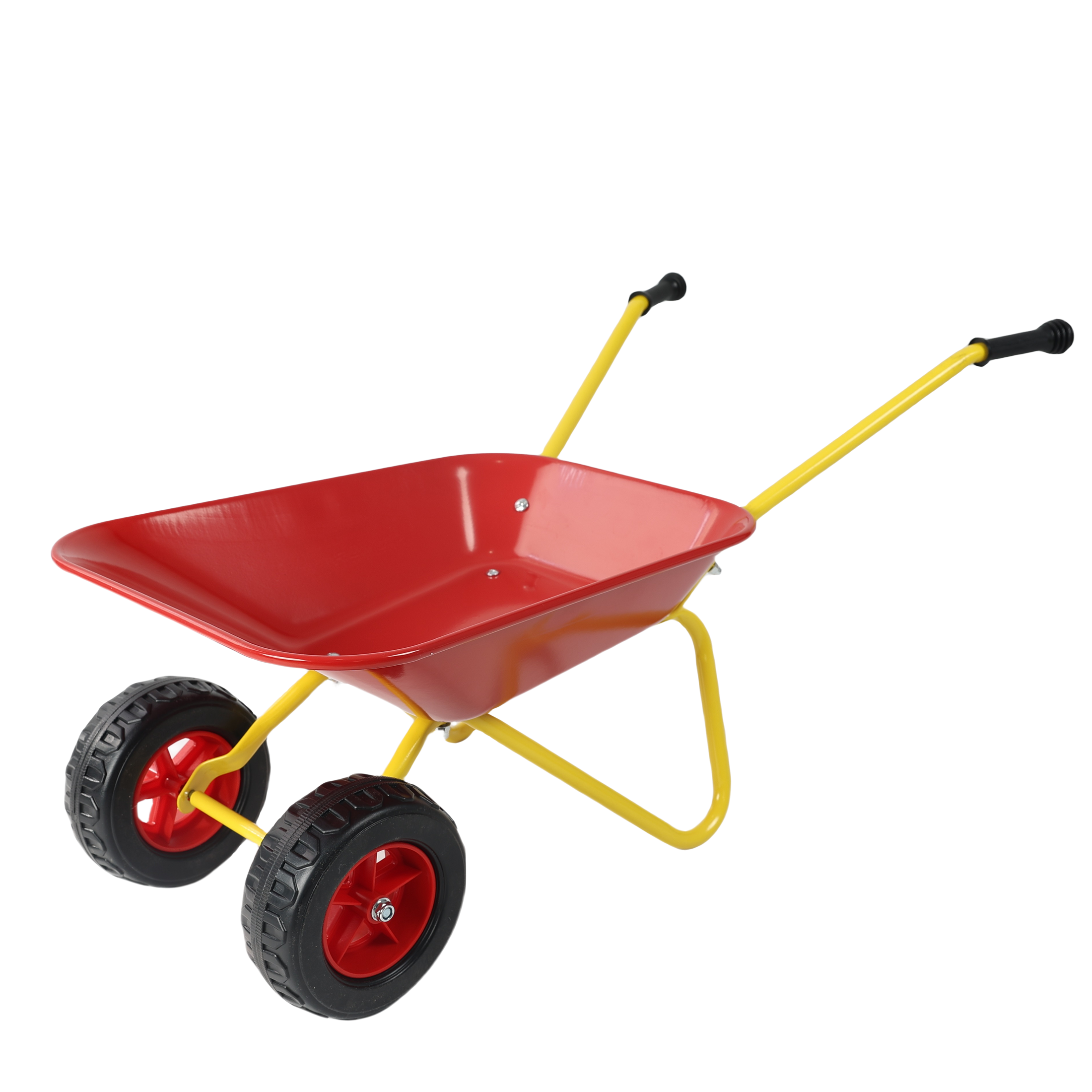Front. APRILSOUL - Heavy vehicle metal structure two-wheeled trolley steel pallet can be used in gardens loading leaves soil sand etc red - Red.