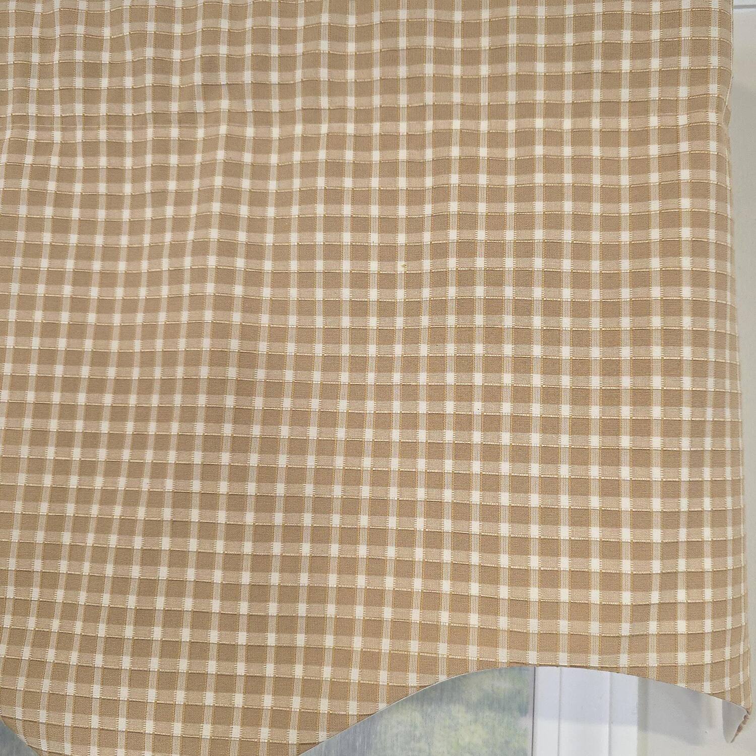 Back. RLF Home - RLF Home Texture Check Regal Window Valance 100% Cotton Lined Rod Pocket 50" x 17" Cream - Cream.