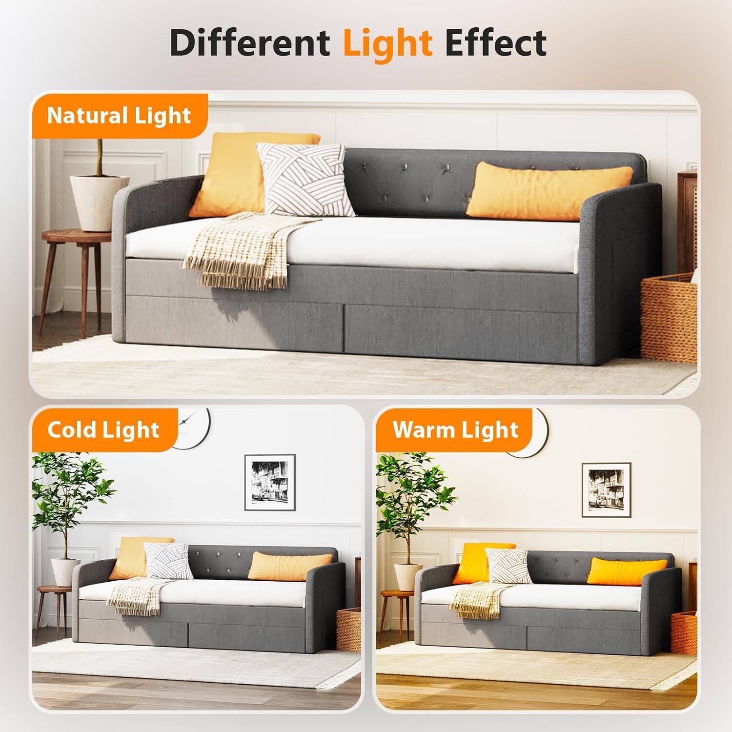 Different Light Effect  
Natural Light  
Cold Light  
Warm Light