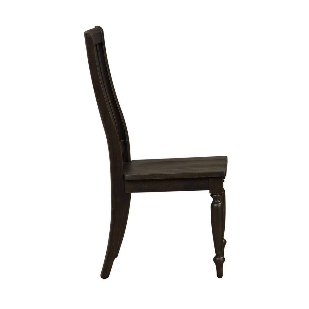 Angle. Liberty Furniture Industries - Harvest Home Slat Back Side Chair (RTA) in Chalkboard - Black.