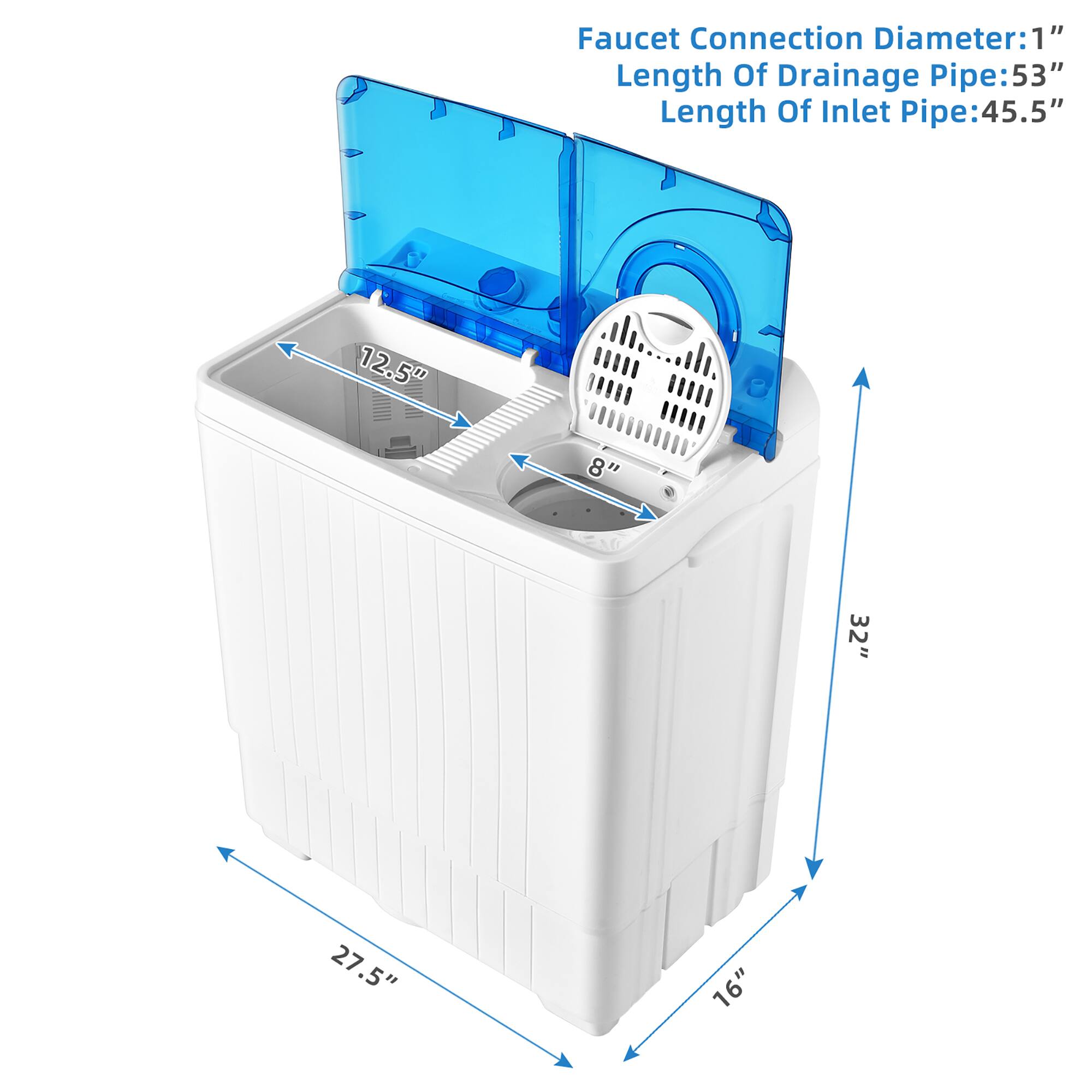 Faucet Connection Diameter: 1" 1"
Length Of Drainage Pipe: 53" 53"
Length Of Inlet Pipe: 45.5" 12.5" 8" 32" 27.5" 16"