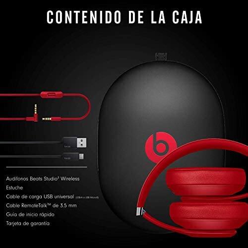 CONTENIDO DE LA CAJA

- Audífonos Beats Studio Wireless
- Estuche
- Cable de carga USB universal
- Cable RemoteTalk de 3.5 mm
- Guía de inicio rápido
- Tarjeta de garantía