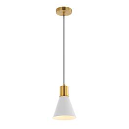 Jonathan Y - Apollo 6" 1-Light Mid-Century Modern Iron LED Pendant - White/Brass Gold