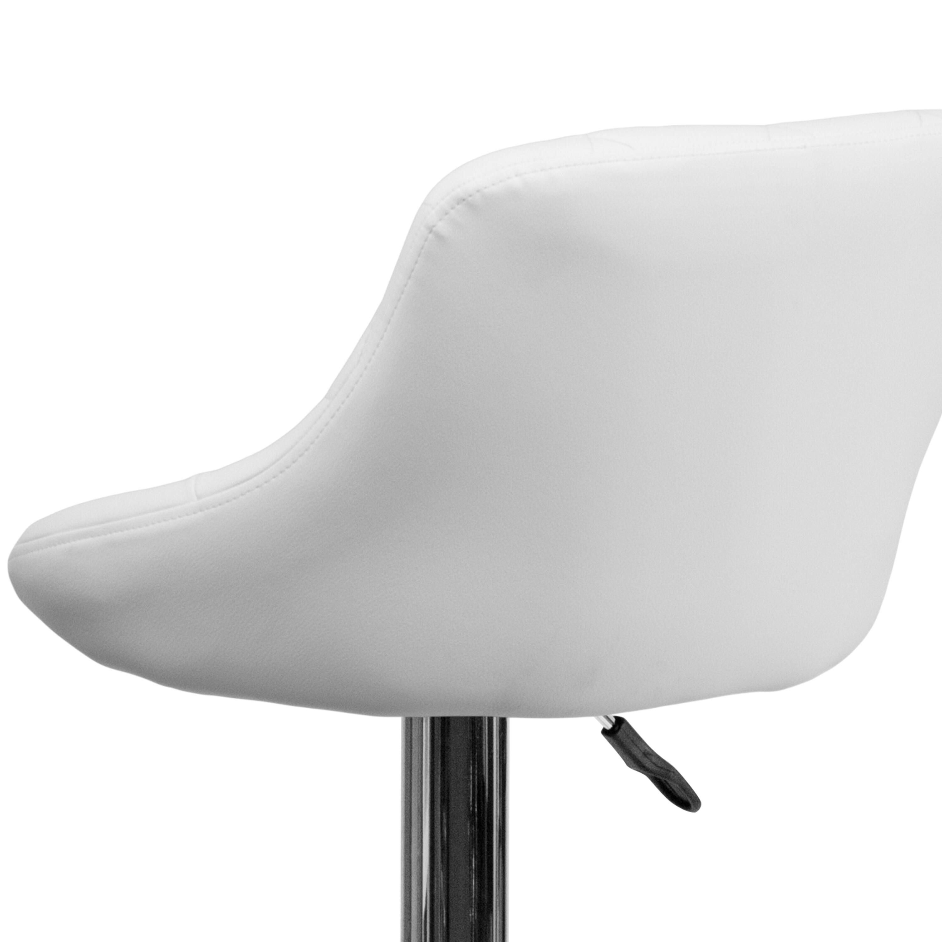 Alt View 8. Emma + Oliver - Bucket Seat Adjustable Height Barstool with Diamond Pattern Back - White.