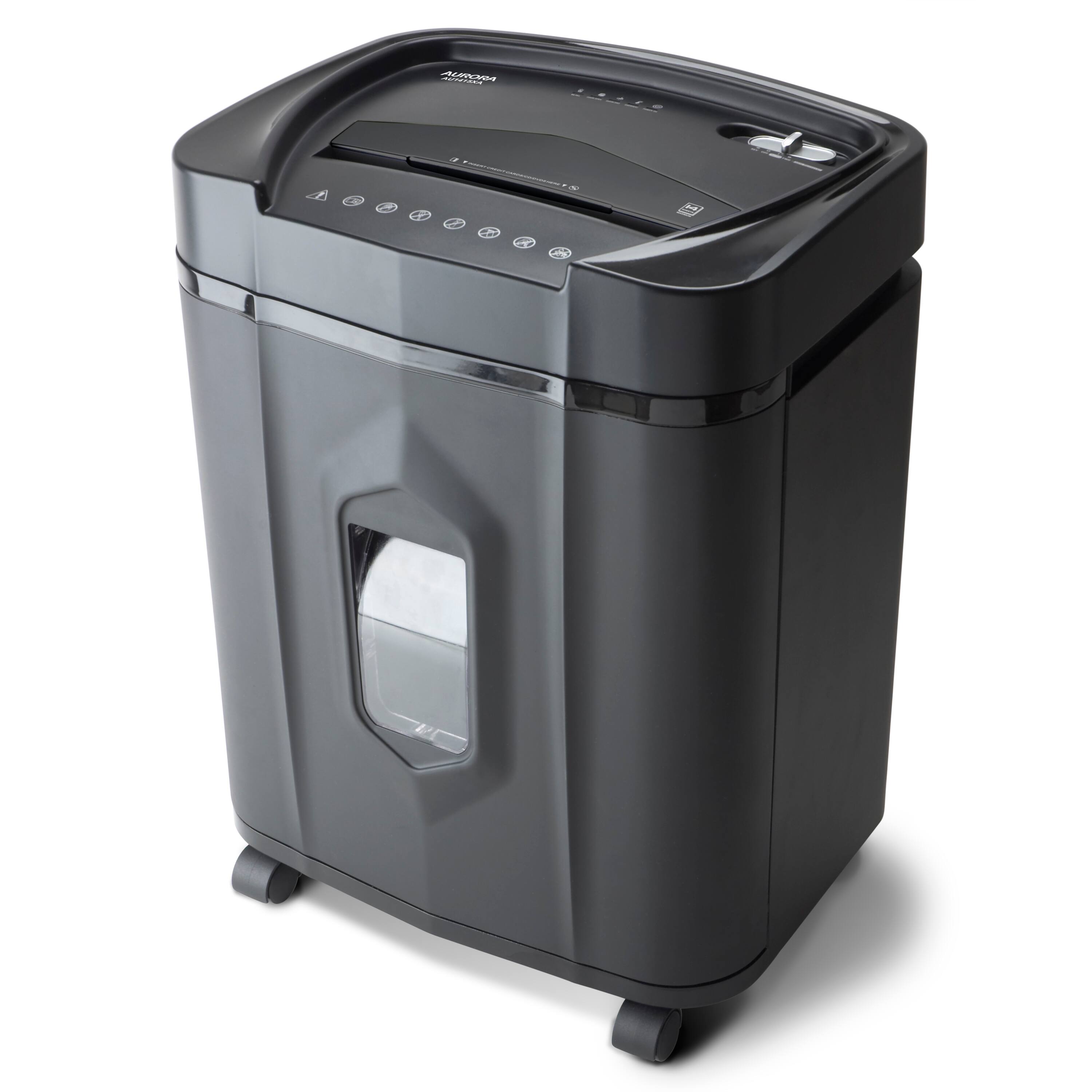Angle. Aurora - Aurora AU1415XA 14-Sheet Crosscut Paper and CD Shredder/ 5-Gallon pullout Basket/ 10 Minutes Continuous Run Time - Black.