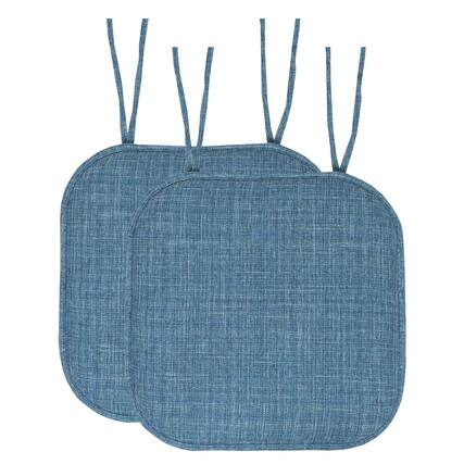 Front. Sweet Home Collection - Aria Memory Foam Non-Slip 16" x 16" Chair Cushion Pad with Ties, 2-Pack - Blue.