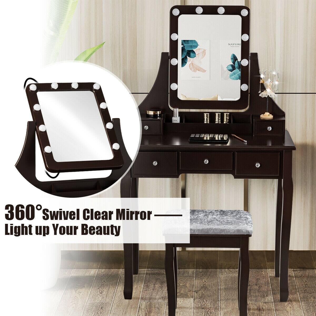 360° Swivel Clear Mirror - Light up Your Beauty