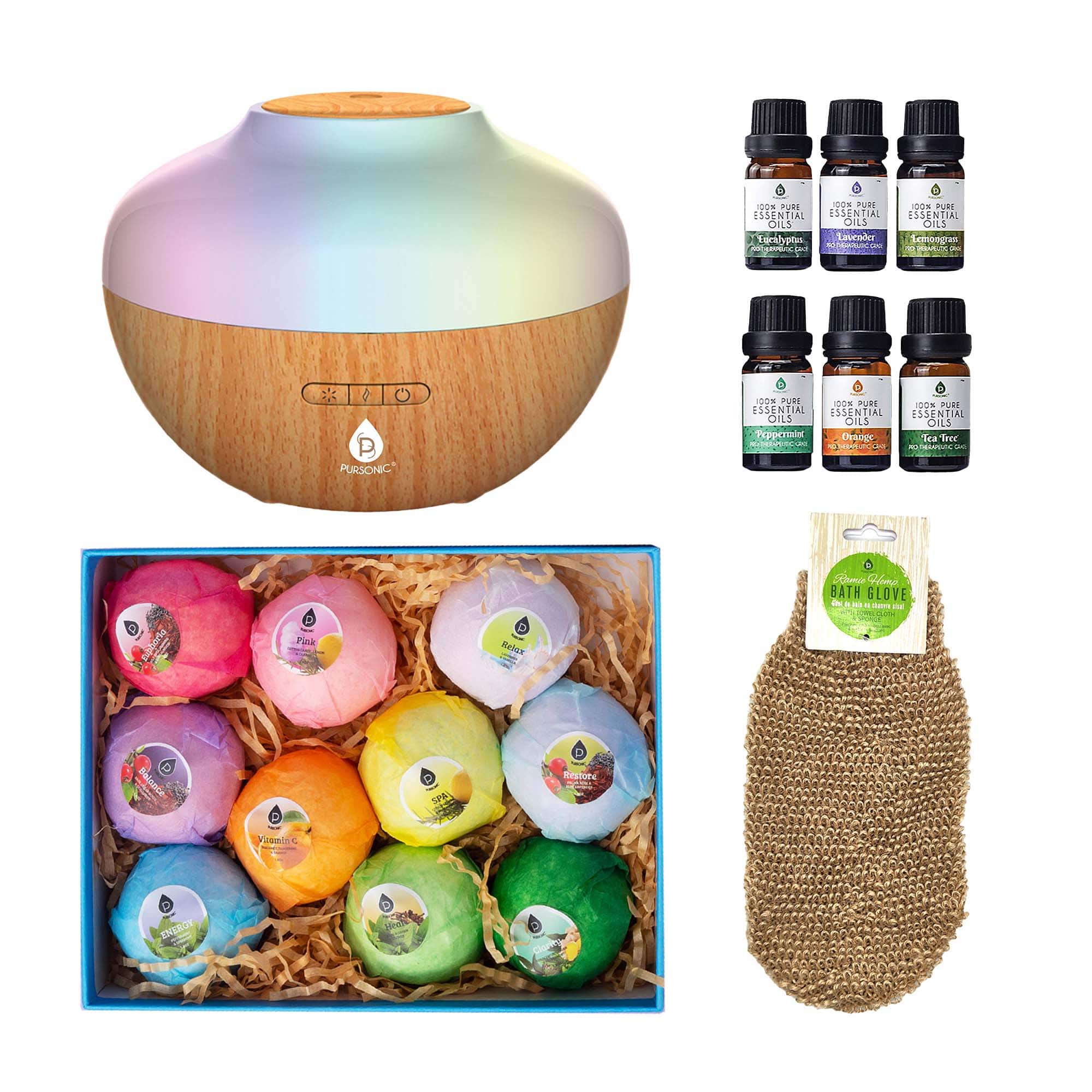 Pursonic - Bath & Aromatherapy Bundle – Essential Oils, Bath Bombs & More - Multicolor