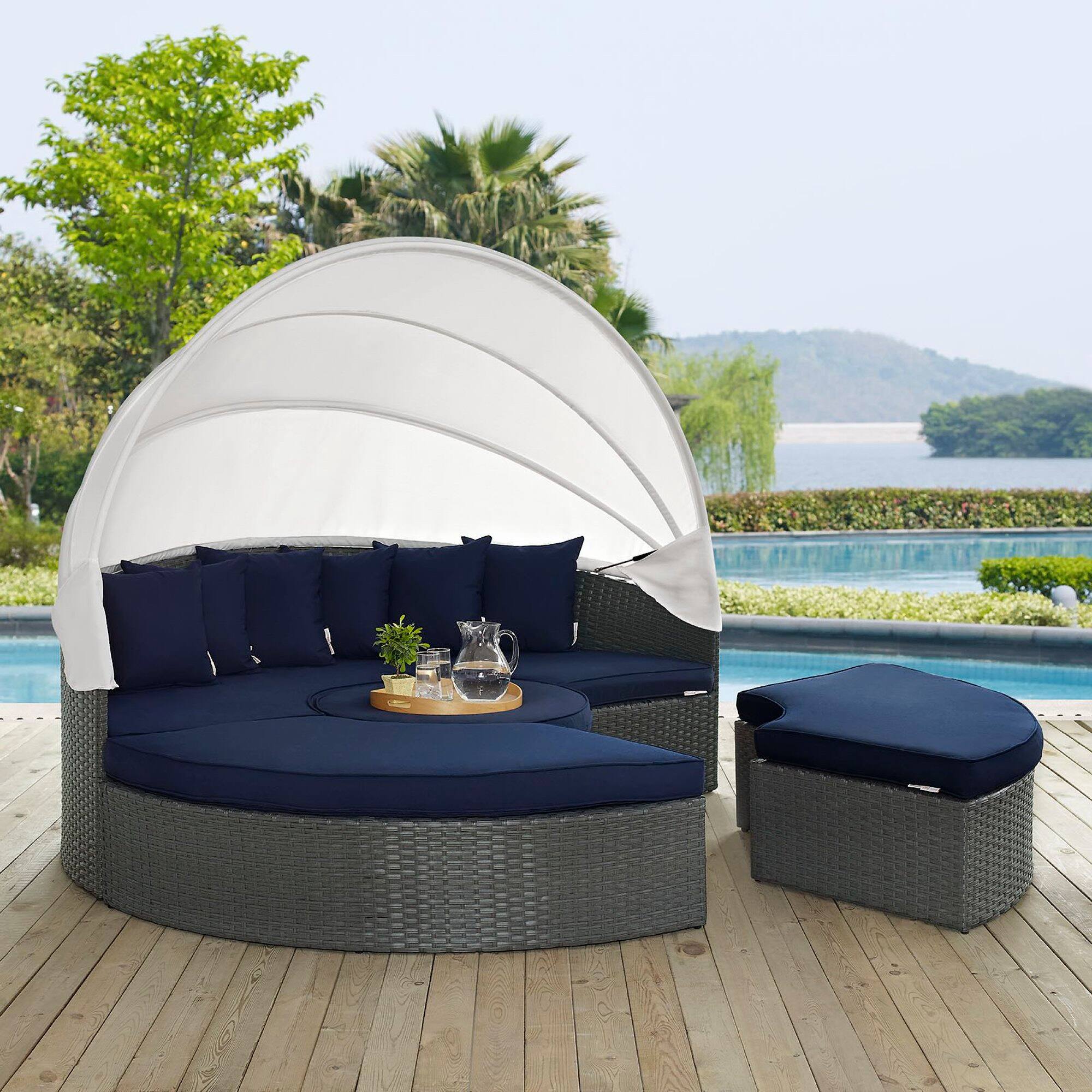 Alt View 4. Modway - Sojourn Outdoor Patio Sunbrella® Daybed by Modway - Canvas Navy.