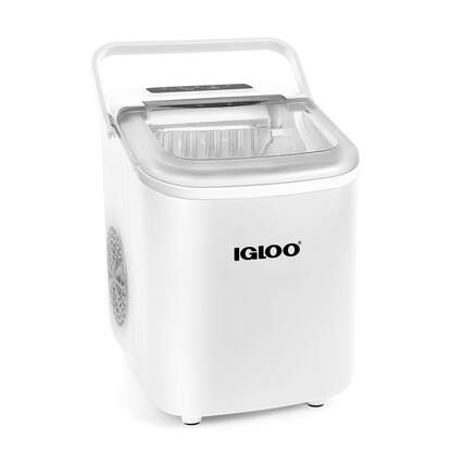 Front. Igloo - 26-lb. Automatic Self-Cleaning Portable Countertop Ice Maker Machine With Handle - White.