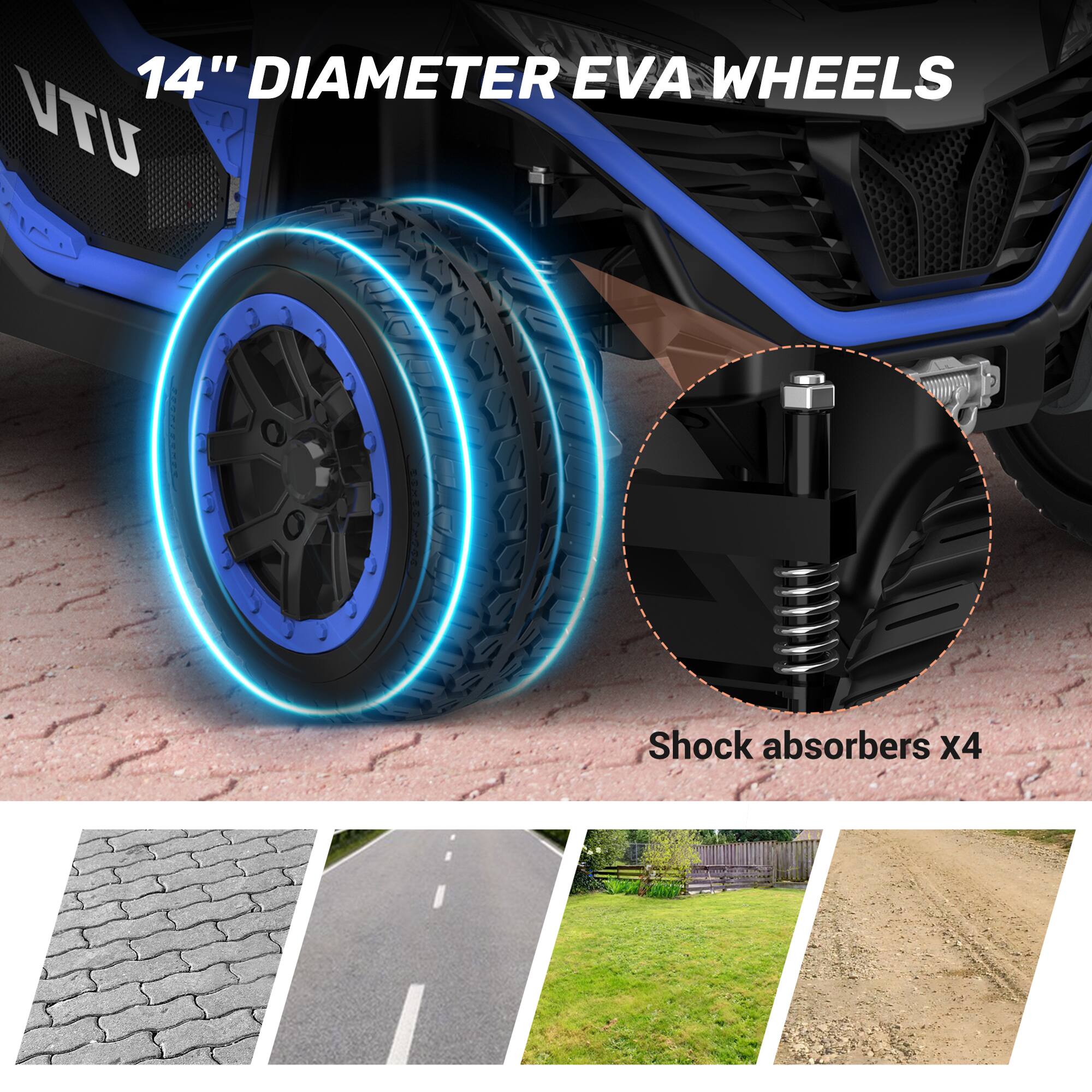 14" DIAMETER EVA WHEELS VTU  
Shock absorbers x4