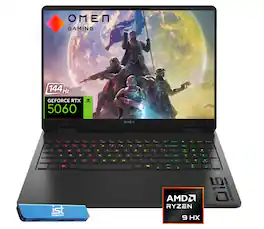 HP OMEN - OMEN 16 2025 16"WUXGA 144Hz Gaming Laptop - NVIDIA GeForce RTX 5060 - AMD Ryzen 9 8940HX - 16GB Memory - 512GB SSD - Shadow Black