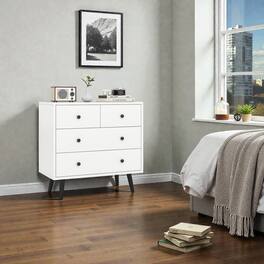 Hivvago - Free-Standing Dresser Chest with Quad Drawer Storage - White