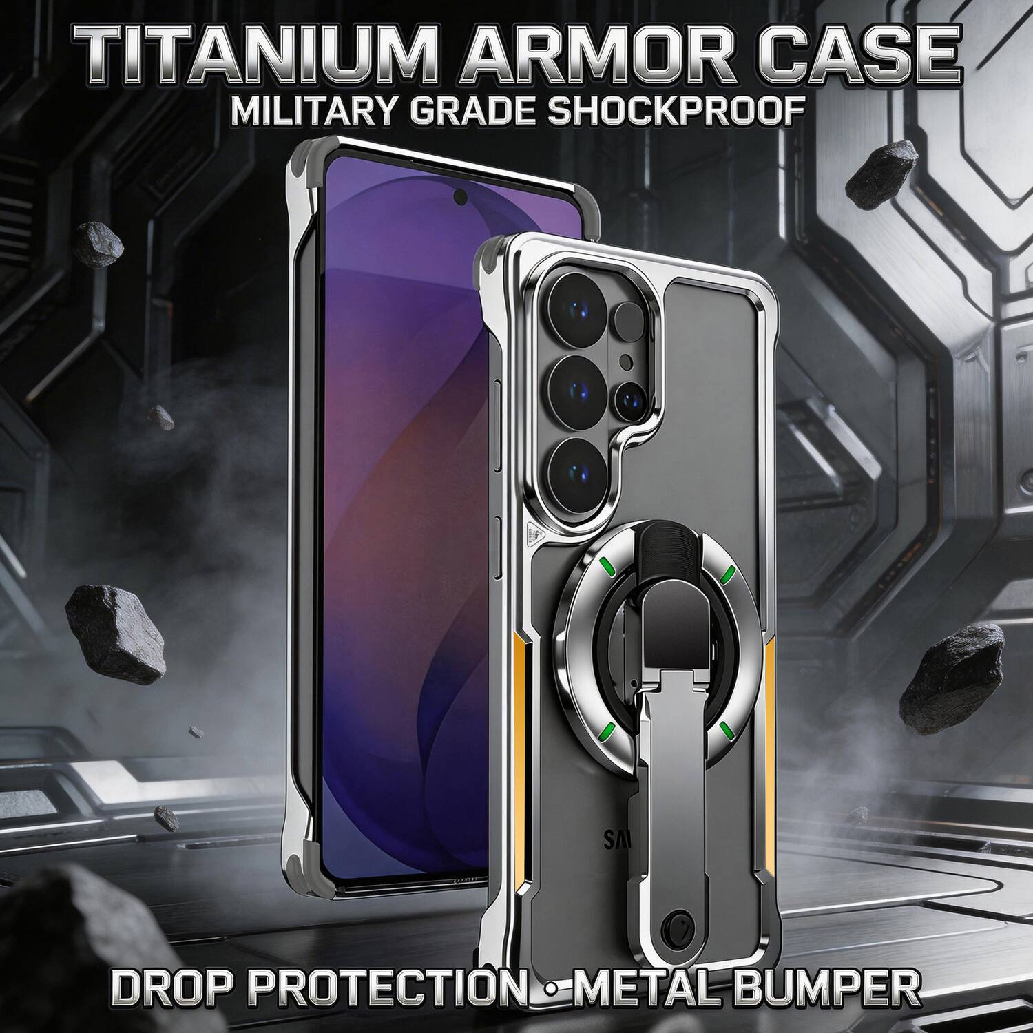 TITANIUM ARMOR CASE  
MILITARY GRADE SHOCKPROOF  
DROP PROTECTION  
METAL BUMPER