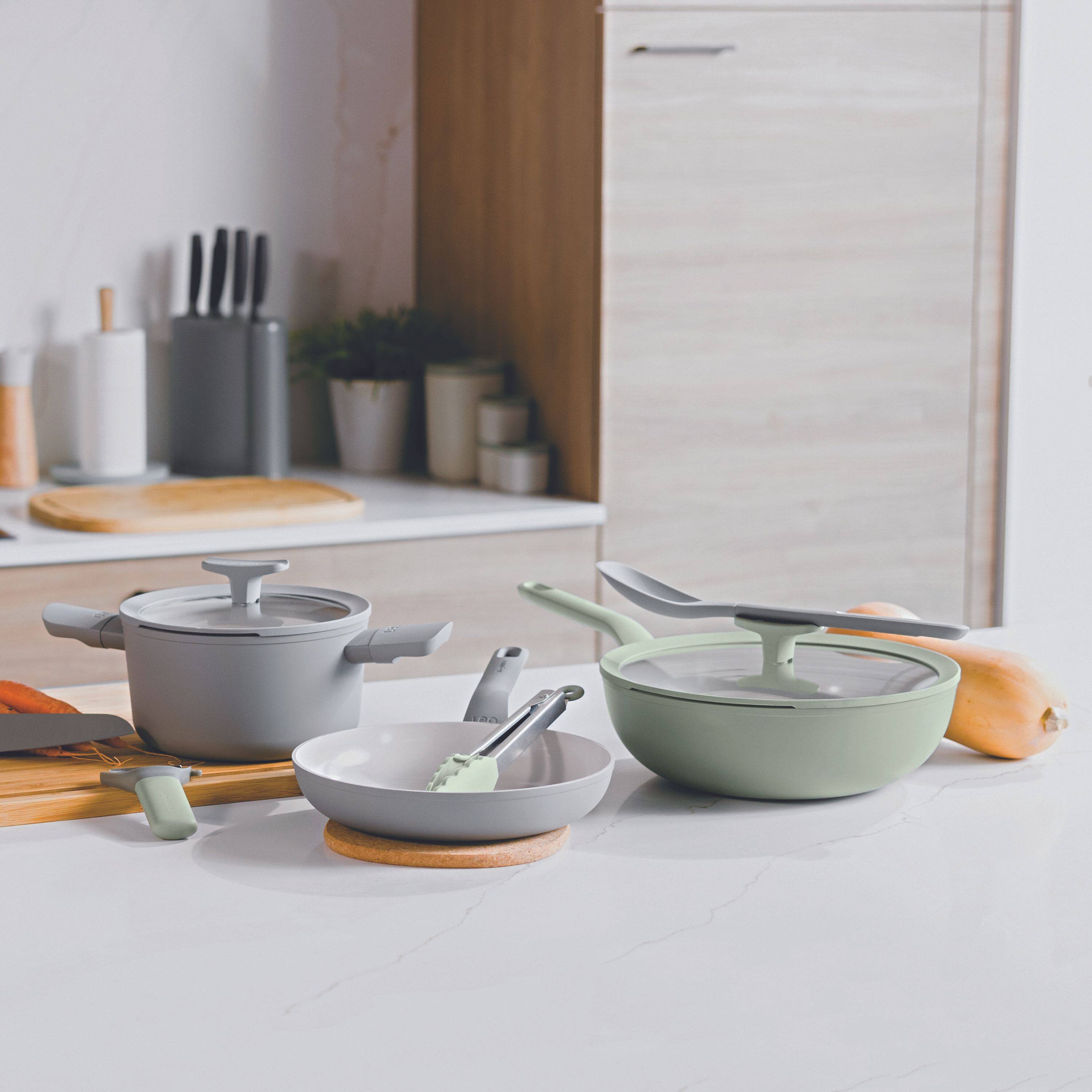 Alt View 2. BergHOFF - BergHOFF Balance Nonstick Ceramic Frying Pan 9.5", Recycled Aluminum, Moonmist - Moonmist.