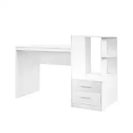 SlickBlue - Home Office Desk – Computer Table with Storage Drawers and Bookshelf - White