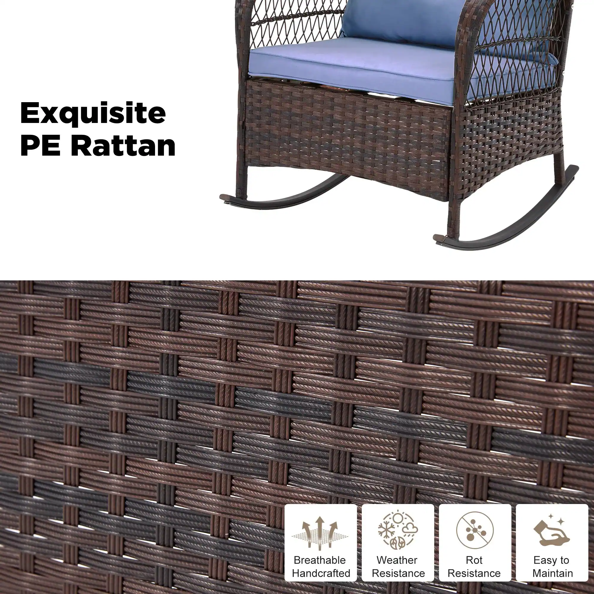 Exquisite PE Rattan

- Breathable Handcrafted
- Weather Resistance
- Rot Resistance
- Easy to Maintain
