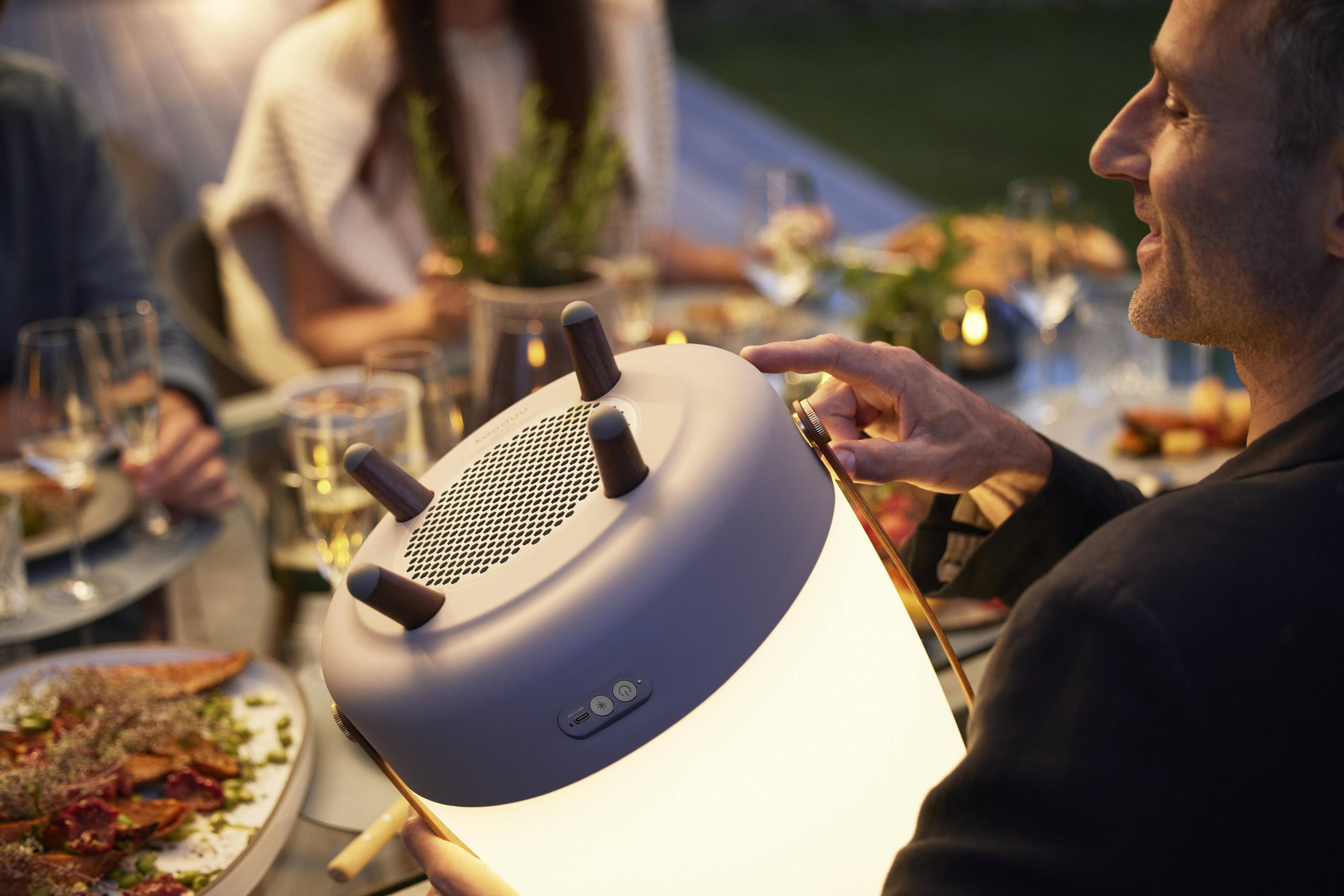Alt View 2. Kooduu - Lite Up Play- Ocean Lamp, Cordless rechargeable indoor/outdoor speaker Lamp, Sound by JBL.