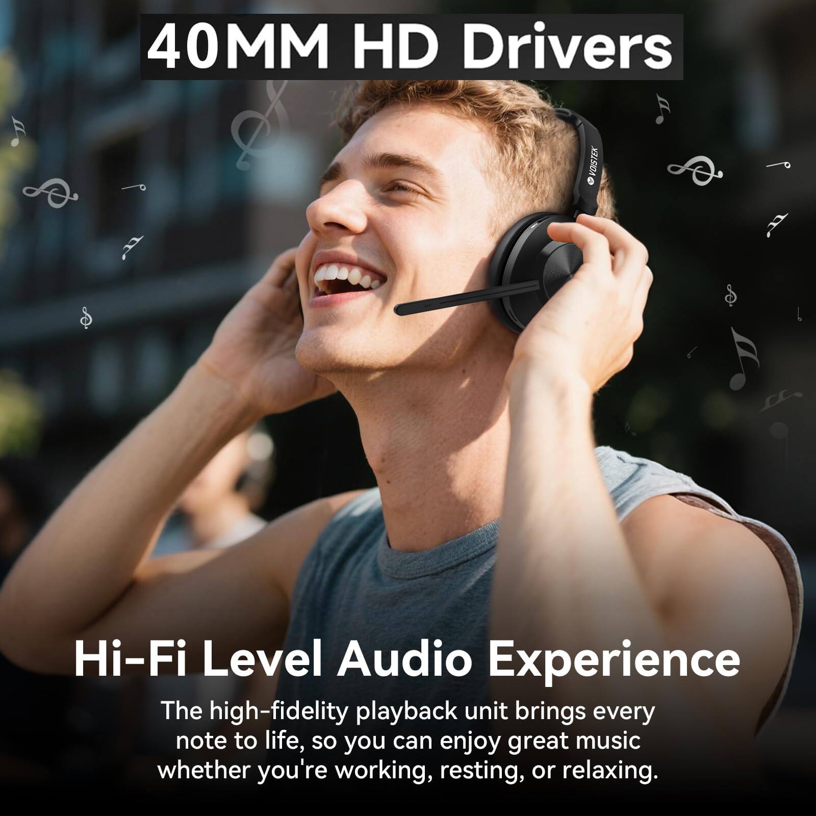 40MM HD Drivers

Hi-Fi Level Audio Experience

The high-fidelity playback unit brings every note to life, so you can enjoy great music whether you're working, resting, or relaxing.