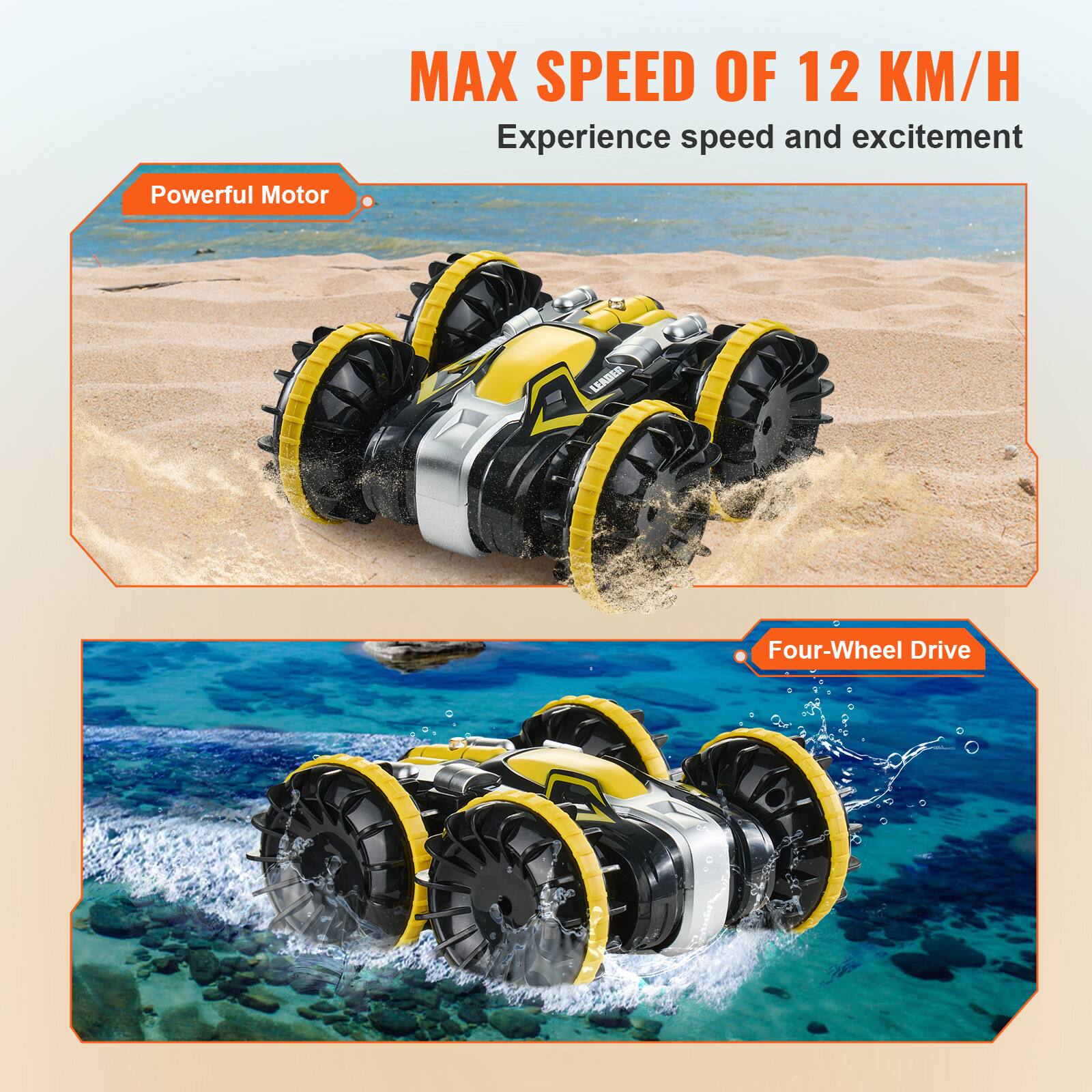 MAX SPEED OF 12 KM/H  
Experience speed and excitement  

Powerful Motor  

Four-Wheel Drive