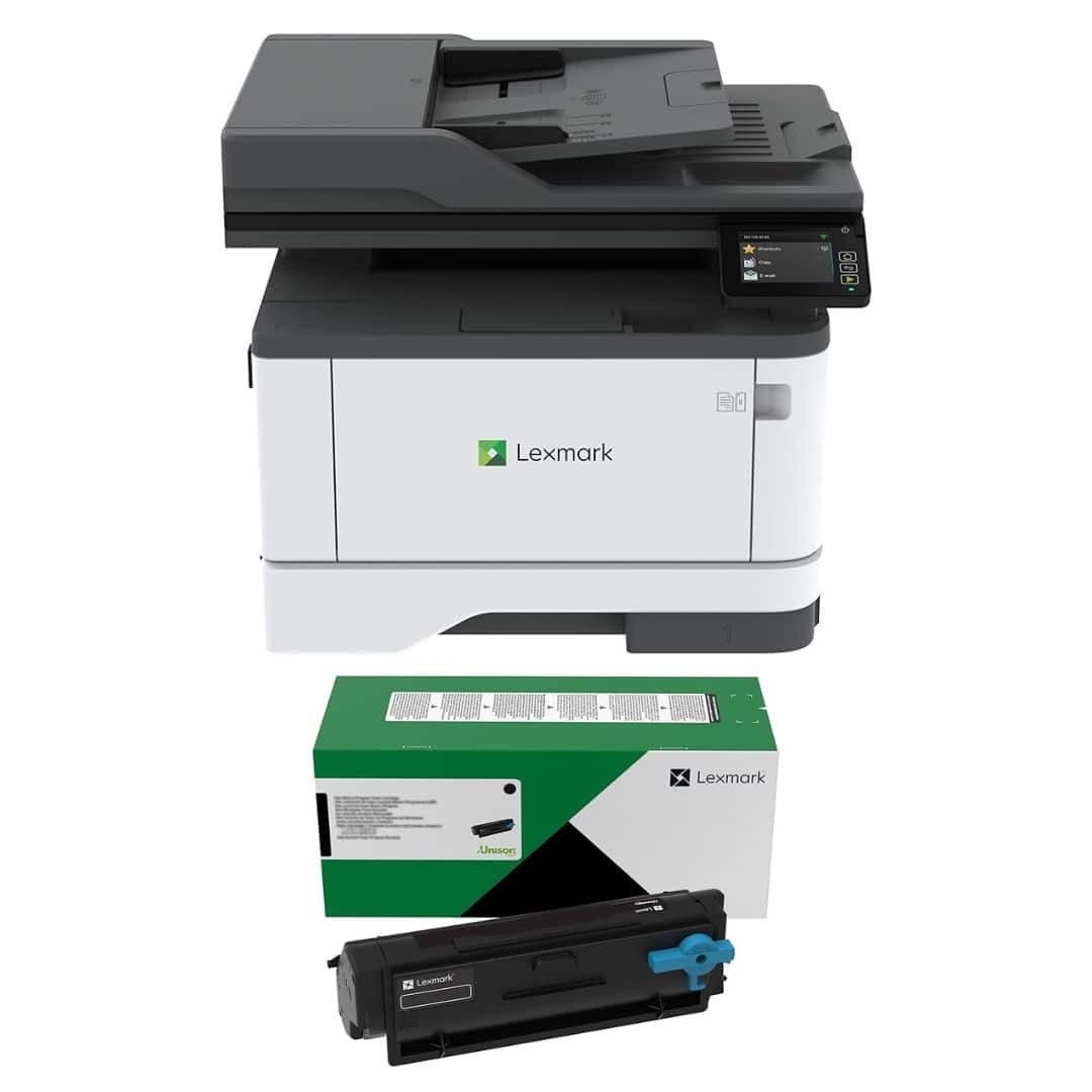 Lexmark - MX331adn Monochrome Laser All-in-One Printer + Black Toner Bundle, Touchscreen, Duplex Printing, Analogue Fax - Monochrome